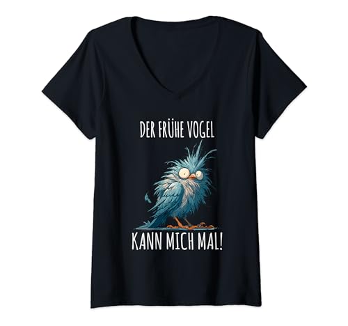 Damen Der Frühe Vogel Kann mich mal! T-Shirt mit V-Ausschnitt Damen Der Frühe Vogel Kann mich mal! T-Shirt mit V-Ausschnitt von Lustige Sprüche und Bilder und Freizeitkleidung