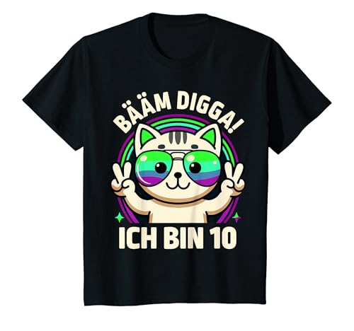 Kinder Bääm Digga Ich bin 10 10. Geburtstag Mädchen Katze Spruch T-Shirt von Lustige Sprüche & Geschenke ARTIPALATI