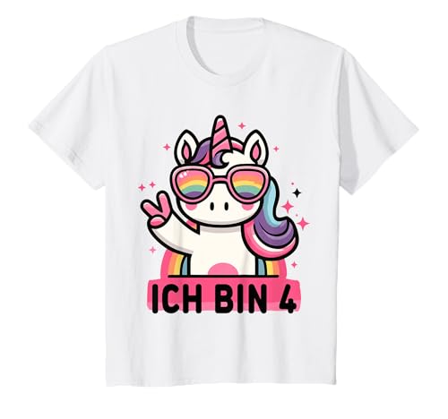 Lustige Sprüche & Geschenke ARTIPALATI Kinder Ich bin 4 4. Geburtstag Mädchen Sprüche Einhorn T-Shirt von Lustige Sprüche & Geschenke ARTIPALATI