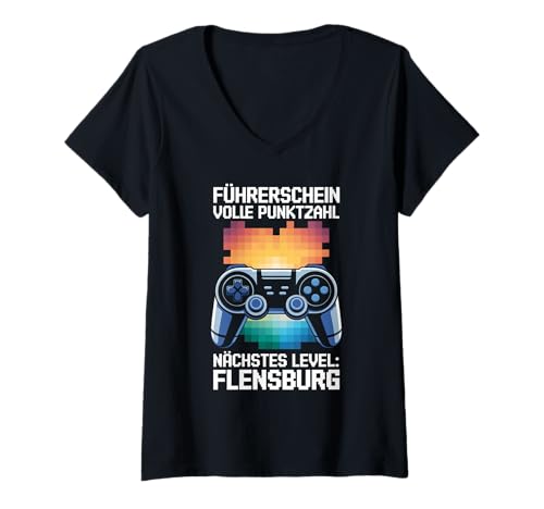 Damen Fahrschule Flensburg Punkte Geschenk Führerschein bestanden T-Shirt mit V-Ausschnitt Damen Fahrschule Flensburg Punkte Geschenk Führerschein bestanden T-Shirt mit V-Ausschnitt von Lustige Sprüche und Geschenke für die Fahrschule