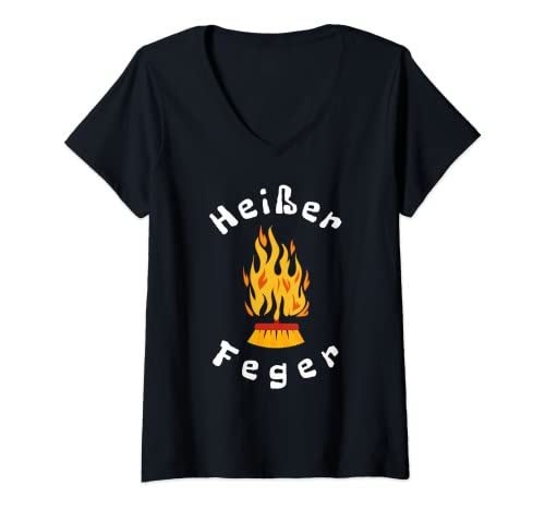 Damen Heißer Feger Besen | Redensart Spaß Lustige Sprüche Wortwitz T-Shirt mit V-Ausschnitt Damen Heißer Feger Besen | Redensart Spaß Lustige Sprüche Wortwitz T-Shirt mit V-Ausschnitt von Lustige Sprüche & Wortspiel & Wortwitze & Geschenk