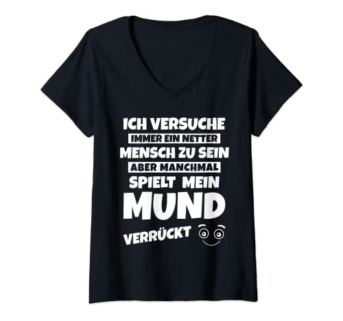 Damen Ich versuche immer ein netter Mensch zu sein T-Shirt mit V-Ausschnitt Damen Ich versuche immer ein netter Mensch zu sein T-Shirt mit V-Ausschnitt von Lustige Sprüche