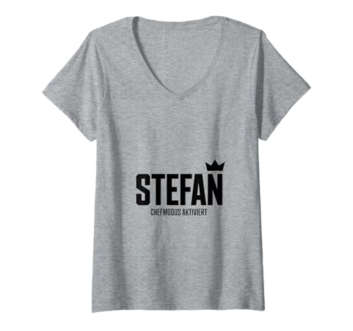 Damen Stefan Der König Ist Zurück Krone Herrenname T-Shirt mit V-Ausschnitt Damen Stefan Der König Ist Zurück Krone Herrenname T-Shirt mit V-Ausschnitt von Lustige Stefan Vorname Name Geburtstags Geschenke