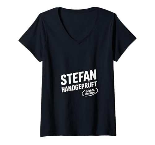 Damen Stefan Handgeprüft Leichte Macken Spruch T-Shirt mit V-Ausschnitt Damen Stefan Handgeprüft Leichte Macken Spruch T-Shirt mit V-Ausschnitt von Lustige Stefan Vorname Name Geburtstags Geschenke
