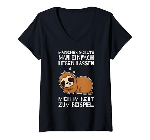 Damen Lustiger Schlaf Spruch Faultier Nachthemd Schlafanzug Schlafanzug T-Shirt mit V-Ausschnitt von Lustige Süße Schlafanzüge Schlaf Sprüche Geschenke