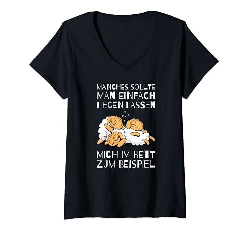 Damen Lustiger Schlaf Spruch Schaf Nachthemd Pyjama Schlafanzug T-Shirt mit V-Ausschnitt von Lustige Süße Schlafanzüge Schlaf Sprüche Geschenke