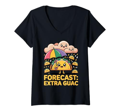 Damen Vorhersage: Extra Guac Taco Wolken T-Shirt mit V-Ausschnitt Damen Vorhersage: Extra Guac Taco Wolken T-Shirt mit V-Ausschnitt von Lustige Taco Vorhersage Wolken