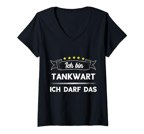 Damen Tankwart Superkräfte Tankwärtin Tanke Tankstelle Sprüche T-Shirt mit V-Ausschnitt Damen Tankwart Superkräfte Tankwärtin Tanke Tankstelle Sprüche T-Shirt mit V-Ausschnitt von Lustige Tankwart Sprüche