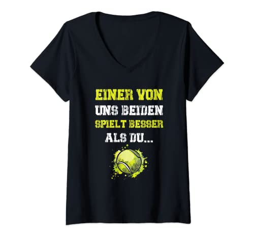 Damen Tennis Einer Von Uns Beiden Spielt Besser Als Du Spruch T-Shirt mit V-Ausschnitt Damen Tennis Einer Von Uns Beiden Spielt Besser Als Du Spruch T-Shirt mit V-Ausschnitt von Lustige Tennis Spruch Geschenke Für Tennisspieler