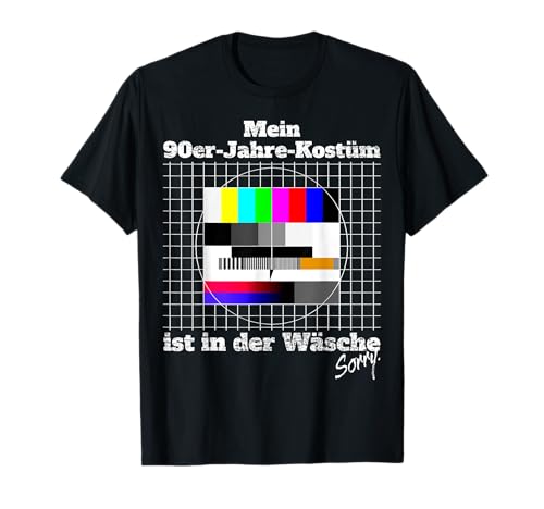 Lustige Testbild Kostüme Für 90er Jahre Mottoparty Testbild 90er Jahre Kostüm Ist In Der Wäsche Retro Outfit T-Shirt Schwarz S Klassische Passform Crew Neck Kurzarm Unisex Erwachsene Männer von Lustige Testbild Kostüme Für 90er Jahre Mottoparty