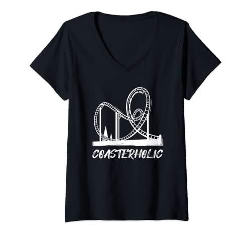 Damen Coasterholic Freizeitpark Achterbahn T-Shirt mit V-Ausschnitt Damen Coasterholic Freizeitpark Achterbahn T-Shirt mit V-Ausschnitt von Lustige Themenpark & Achterbahn Geschenkideen