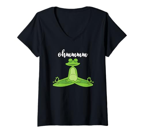 Damen Ohmmm Yoga Frosch - Lustige Meditation Entspannung Frösche T-Shirt mit V-Ausschnitt Damen Ohmmm Yoga Frosch - Lustige Meditation Entspannung Frösche T-Shirt mit V-Ausschnitt von Lustige Tier Grafik & Tier Sprüche Motive