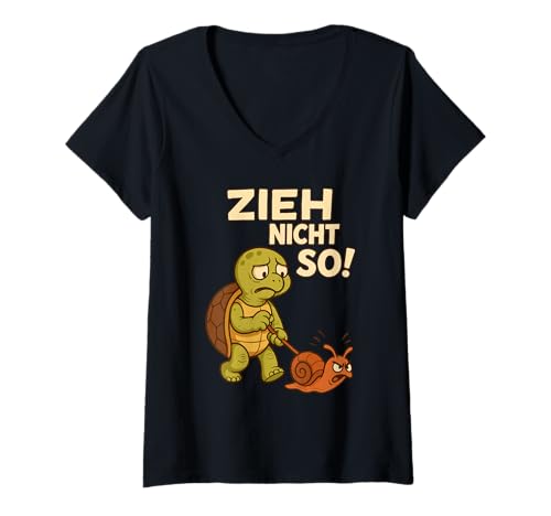 Damen Schildkröte Spruch, Zieh Nicht So, Schnecke Lustig T-Shirt mit V-Ausschnitt Damen Schildkröte Spruch, Zieh Nicht So, Schnecke Lustig T-Shirt mit V-Ausschnitt von Lustige Tier Sprüche & Designs für Herren & Damen