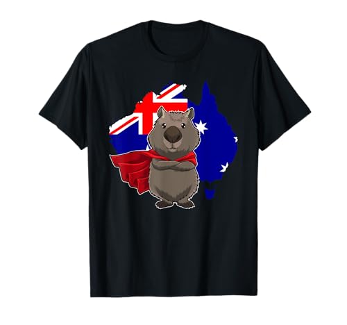 Lustige Tiere Geschenkidee Wombat Held - Australien Umrisse mit Australischer Flagge T-Shirt für Erwachsene, Unisex-Kinder, Schwarz, S Lustige Tiere Geschenkidee Wombat Held - Australien Umrisse mit Australischer Flagge T-Shirt für Erwachsene, Unisex-Kinder, Schwarz, S von Lustige Tiere Geschenkidee