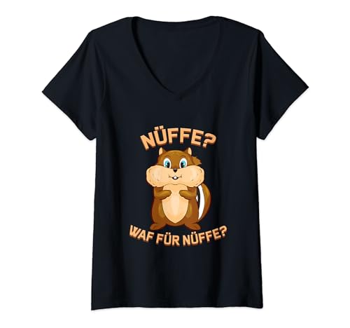 Damen Lustiges Eichhörnchen Futter Lustig Spruch Nagetier Süß T-Shirt mit V-Ausschnitt Damen Lustiges Eichhörnchen Futter Lustig Spruch Nagetier Süß T-Shirt mit V-Ausschnitt von Lustige Tiere Lieblingstier Shop