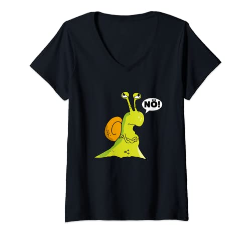Damen Schnecke lustiger Spruch Nö Statement Geschenk Herren Damen T-Shirt mit V-Ausschnitt Damen Schnecke lustiger Spruch Nö Statement Geschenk Herren Damen T-Shirt mit V-Ausschnitt von Lustige Tiere Schnecke T Shirt Geschenk Nö Nein