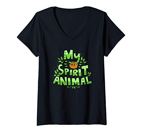 Damen My Spirit Animal - Faultier Spruch - Tiere T-Shirt mit V-Ausschnitt Damen My Spirit Animal - Faultier Spruch - Tiere T-Shirt mit V-Ausschnitt von Lustige Tiere und Sprüche Designs