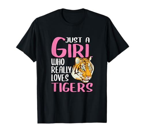Damen Just A Girl Tiger Geschenk Tiger T-Shirt Damen Just A Girl Tiger Geschenk Tiger T-Shirt von Lustige Tiger Geschenke Damen Mädchen