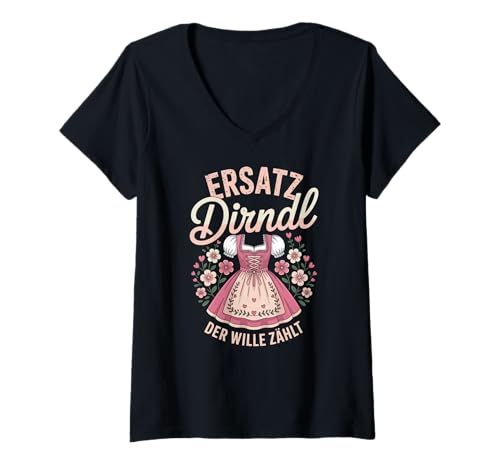 Damen Dirndl Trachtenshirt Volksfest Oktoberfest T-Shirt mit V-Ausschnitt Damen Dirndl Trachtenshirt Volksfest Oktoberfest T-Shirt mit V-Ausschnitt von Lustige Trachten & Ersatz Dirndl