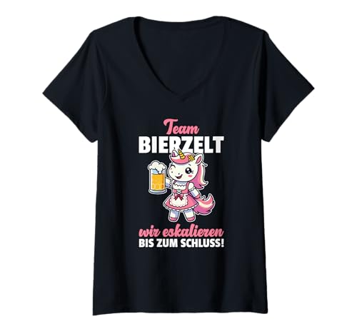 Damen Einhorn Dirndl Trachtenshirt Trachten Team Bierzelt T-Shirt mit V-Ausschnitt Damen Einhorn Dirndl Trachtenshirt Trachten Team Bierzelt T-Shirt mit V-Ausschnitt von Lustige Trachtenoutfits - Bayrische Shirts