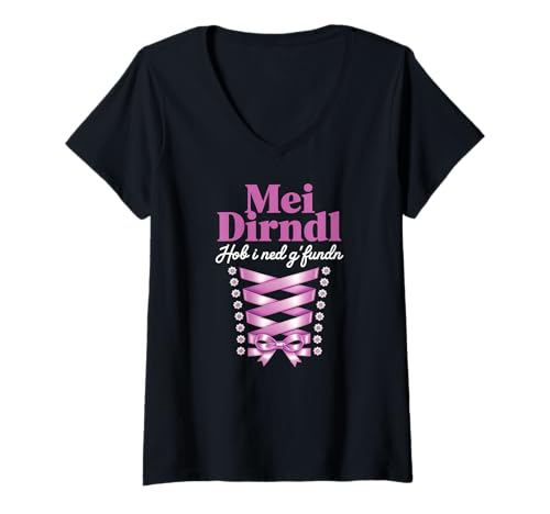 Damen Damen Trachtenshirt Trachten T-Shirt Tracht Ersatz Dirndl T-Shirt mit V-Ausschnitt von Lustige Trachtenshirts Frauen & Kinder Mädchen