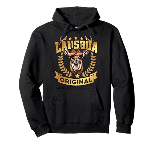 LAUSBUA original - Herren Trachtenshirt Oktoberfest Hirsch Pullover Hoodie von Lustige Trachtenshirts Oktoberfest Bayerische Mode