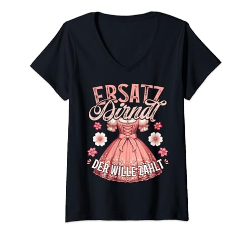 Damen Trachtenshirt Damen Trachten T-Shirt Tracht Ersatz Dirndl T-Shirt mit V-Ausschnitt Damen Trachtenshirt Damen Trachten T-Shirt Tracht Ersatz Dirndl T-Shirt mit V-Ausschnitt von Lustige Trachtenshirts & Ersatz Dirndl T-Shirts