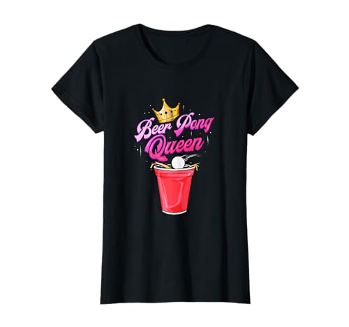 Bier Pong Queen Team Partner Beerpong Party Mädchen T-Shirt von Lustige Trinkspiel Designs