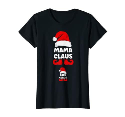 Damen Weihnachten Schwangerschaft Verkünden Baby Mama Claus Outfit T-Shirt von Lustige Überraschung Großeltern Geburt Geschenke