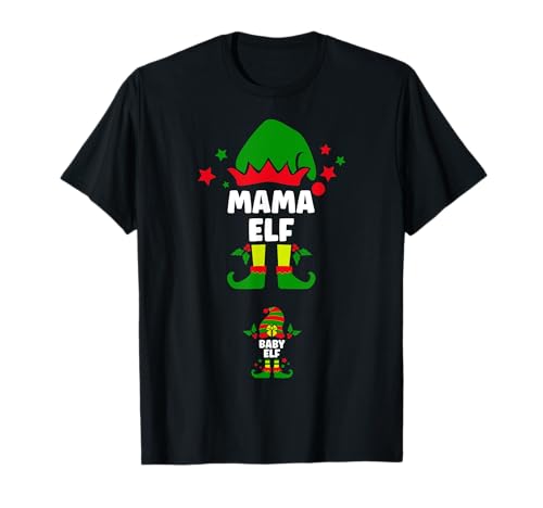 Weihnachten Schwangerschaft Verkünden Baby Elf Mama Elf T-Shirt Weihnachten Schwangerschaft Verkünden Baby Elf Mama Elf T-Shirt von Lustige Überraschung Großeltern Geburt Geschenke