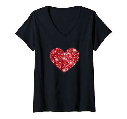 Damen Rotes Herz Valentinstag für Damen Herren Herz T-Shirt mit V-Ausschnitt Damen Rotes Herz Valentinstag für Damen Herren Herz T-Shirt mit V-Ausschnitt von Lustige Valentinstag Herz Geschenke Co.