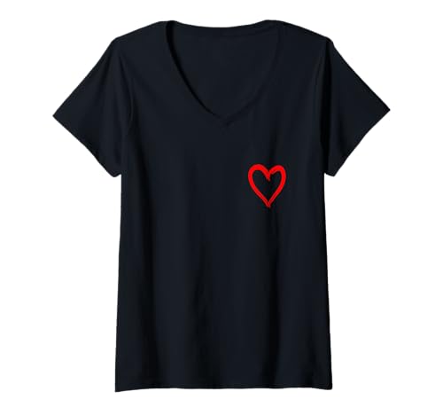 Damen Rotes Herz Valentinstag für Damen Herren Herz T-Shirt mit V-Ausschnitt Damen Rotes Herz Valentinstag für Damen Herren Herz T-Shirt mit V-Ausschnitt von Lustige Valentinstag Herz Geschenke Co.