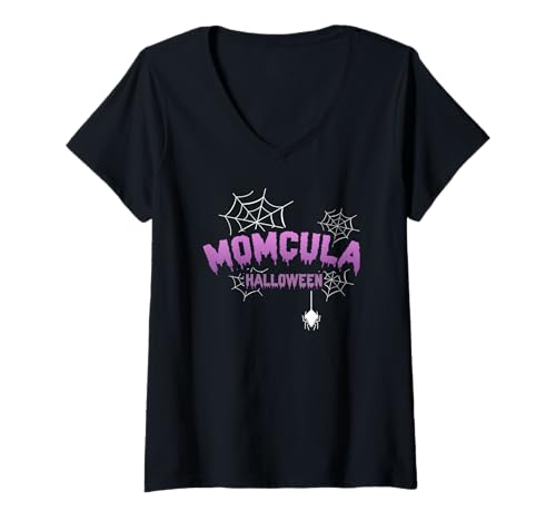 Damen Momcula Spinnennetz Humor für Halloweenzeit T-Shirt mit V-Ausschnitt Damen Momcula Spinnennetz Humor für Halloweenzeit T-Shirt mit V-Ausschnitt von Lustige Vampir Mama Halloween Stimmung