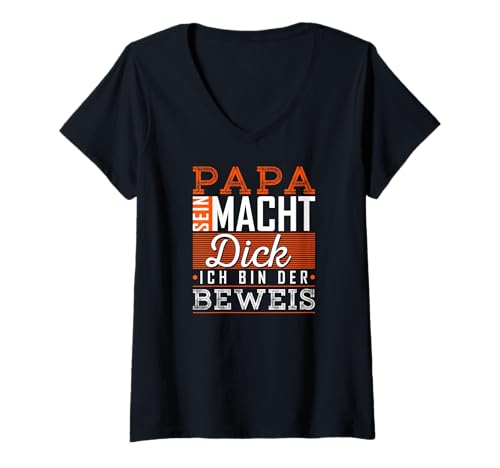 Damen Papa Sein Macht Dick Vatertag Stolzer Papa T-Shirt mit V-Ausschnitt Damen Papa Sein Macht Dick Vatertag Stolzer Papa T-Shirt mit V-Ausschnitt von Lustige Vatertag Motive für Väter