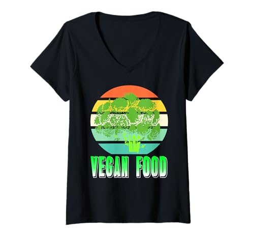 Damen Retro Brokkoli Veganes Essen Für Pflanzenfreunde T-Shirt mit V-Ausschnitt Damen Retro Brokkoli Veganes Essen Für Pflanzenfreunde T-Shirt mit V-Ausschnitt von Lustige Vegane Brokkoli Lifestyle Fans