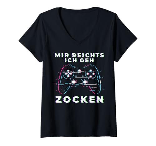 Damen Mir reichts ich gehe zocken Controller Zocker Headset Gamer T-Shirt mit V-Ausschnitt Damen Mir reichts ich gehe zocken Controller Zocker Headset Gamer T-Shirt mit V-Ausschnitt von Lustige Videospiel Geschenkidee für Gamer by DMTRY