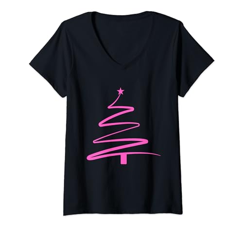 Vintage leuchtender Weihnachtsbaum Frohe Weihnachten Frauen T-Shirt mit V-Ausschnitt Vintage leuchtender Weihnachtsbaum Frohe Weihnachten Frauen T-Shirt mit V-Ausschnitt von Lustige Vintage Weihnachts Baum Geschenkideen