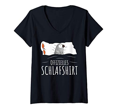 Damen Offizielles Schlafshirt Graupapagei Liebhaber Schlafen T-Shirt mit V-Ausschnitt von Lustige Vogel Liebhaber Geschenkideen