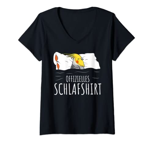 Damen Offizielles Schlafshirt Nymphensittich Liebhaber Schlafen T-Shirt mit V-Ausschnitt von Lustige Vogel Liebhaber Geschenkideen