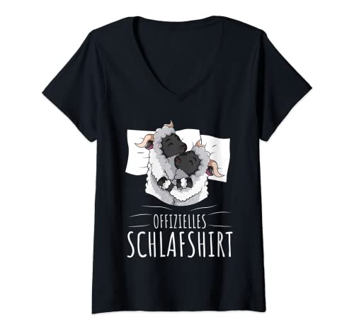 Damen Offizielles Schlafshirt Walliser Schwarznasenschaf Schafe T-Shirt mit V-Ausschnitt Damen Offizielles Schlafshirt Walliser Schwarznasenschaf Schafe T-Shirt mit V-Ausschnitt von Lustige Walliser Schwarznasenschaf Geschenke