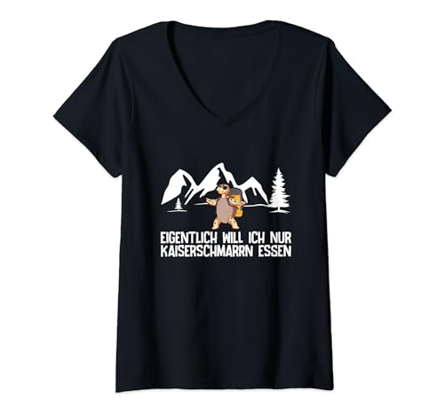 Damen Kaiserschmarrn Essen Wandern Berg Schildkröte Lustig Spruch T-Shirt mit V-Ausschnitt Damen Kaiserschmarrn Essen Wandern Berg Schildkröte Lustig Spruch T-Shirt mit V-Ausschnitt von Lustige Wander Sprüche Kleidung