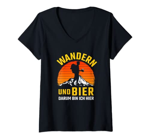 Damen Wanderer Berge Lustige Wander Sprüche Wandern und Bier T-Shirt mit V-Ausschnitt Damen Wanderer Berge Lustige Wander Sprüche Wandern und Bier T-Shirt mit V-Ausschnitt von Lustige Wander Sprüche Wandergeschenke Wandern