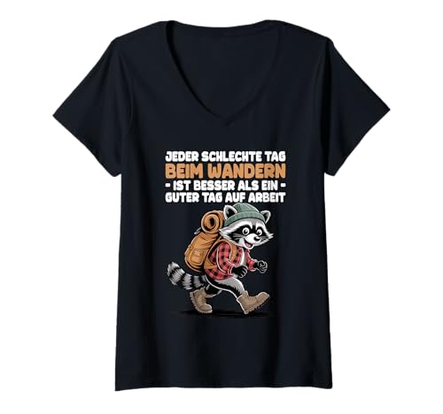 Damen Wanderer Abenteuer Lustiges Natur Outdoor Wandern T-Shirt mit V-Ausschnitt von Lustige Wanderer Geschenke für Damen Herren Kinder