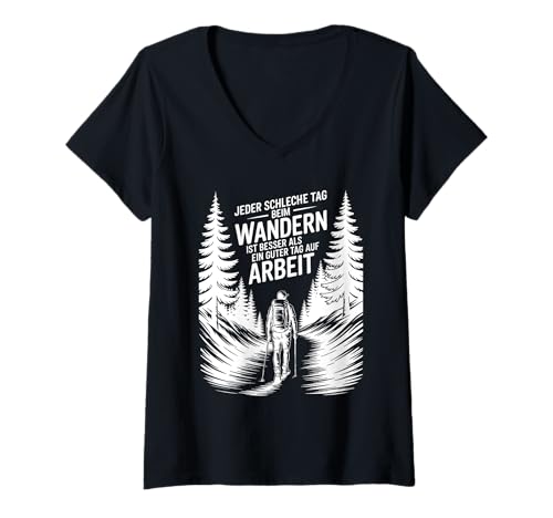 Damen Wanderer Abenteuer Lustiges Natur Outdoor Wandern T-Shirt mit V-Ausschnitt von Lustige Wanderer Geschenke für Damen Herren Kinder