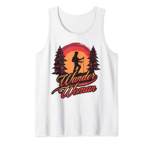 Wander Woman Wandern Trekking Lustig Frauen Bergsteigen Tank Top von Lustige Wandershirts