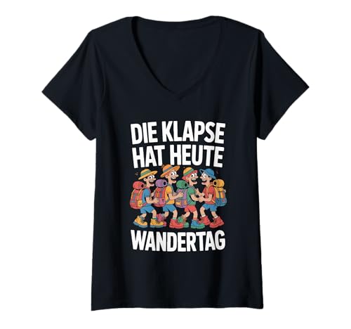 Damen Die Klapse Hat Heute Wandertag Lustig T-Shirt mit V-Ausschnitt Damen Die Klapse Hat Heute Wandertag Lustig T-Shirt mit V-Ausschnitt von Lustige Wanderung Berge Abenteuer