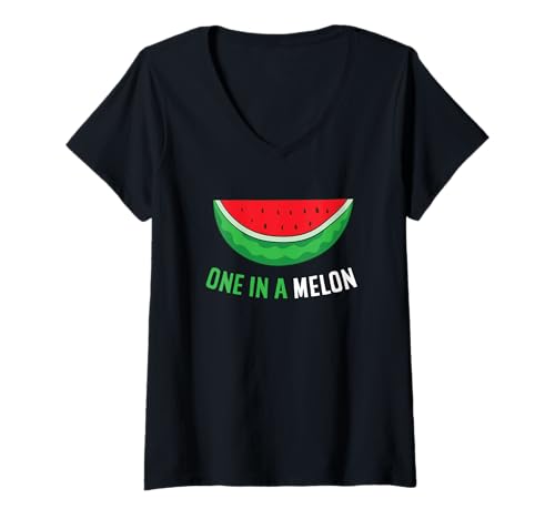 Damen Sommer Wassermelone Melone Einer Aus Einer Melone T-Shirt mit V-Ausschnitt Damen Sommer Wassermelone Melone Einer Aus Einer Melone T-Shirt mit V-Ausschnitt von Lustige Wassermelonen Geschenke