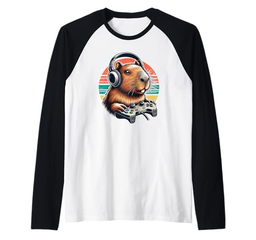 Retro Wasserschwein Lustige Videospiele Capybara Gamer Jungs Raglan Retro Wasserschwein Lustige Videospiele Capybara Gamer Jungs Raglan von Lustige Wasserschwein-Liebhaber für Gamer Jungen