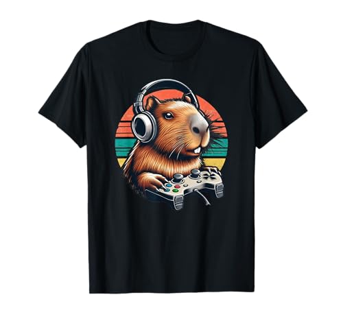 Retro Wasserschwein Lustige Videospiele Capybara Gamer Jungs T-Shirt Retro Wasserschwein Lustige Videospiele Capybara Gamer Jungs T-Shirt von Lustige Wasserschwein-Liebhaber für Gamer Jungen