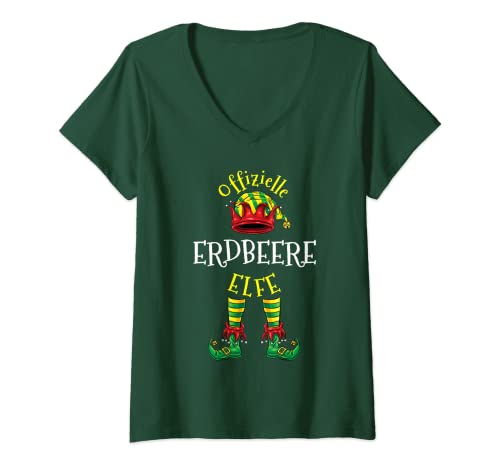 Damen Offizielle Erdbeere Elfe Familie Weihnachten T-Shirt mit V-Ausschnitt Damen Offizielle Erdbeere Elfe Familie Weihnachten T-Shirt mit V-Ausschnitt von Lustige Weihnachten Familien Outfits